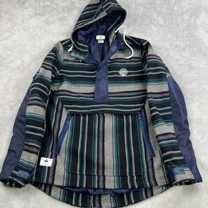 LRG Nature Boyz Baja Striped Hoodie Small Blue Streetwear Surf Pullover Thick